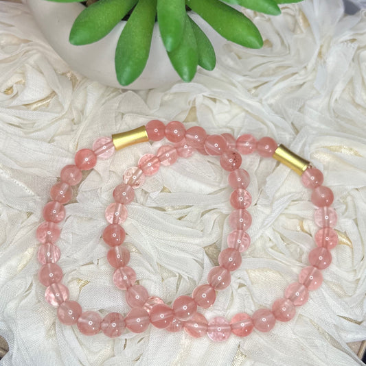 Cherry quartz bracelet set