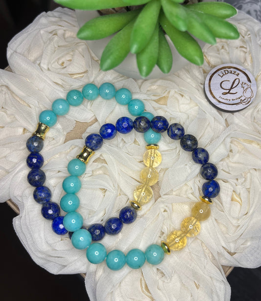 Citrine/Jade/Lapis Lazuli bracelet set