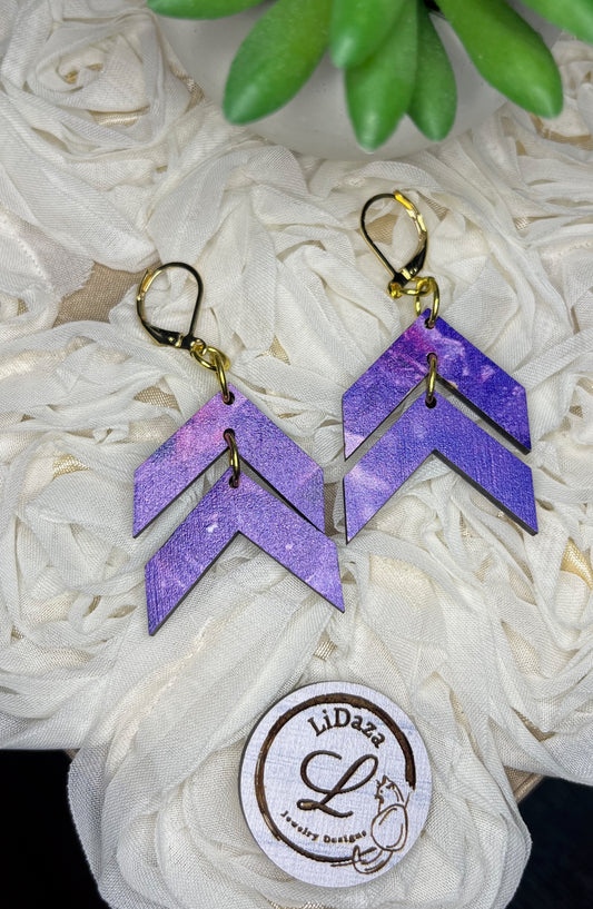 Purple arrow earrings