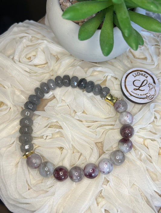 Flower tourmaline/Labradorite bracelet