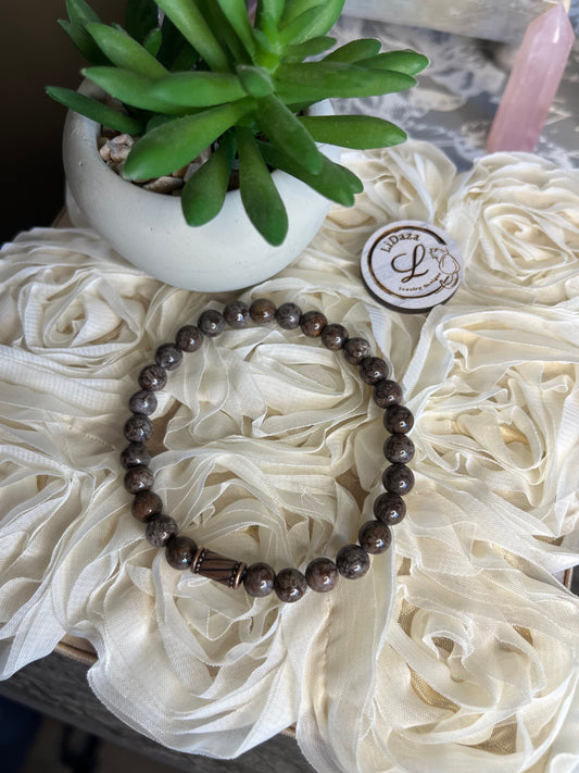 Brown snowflake obsidian bracelet