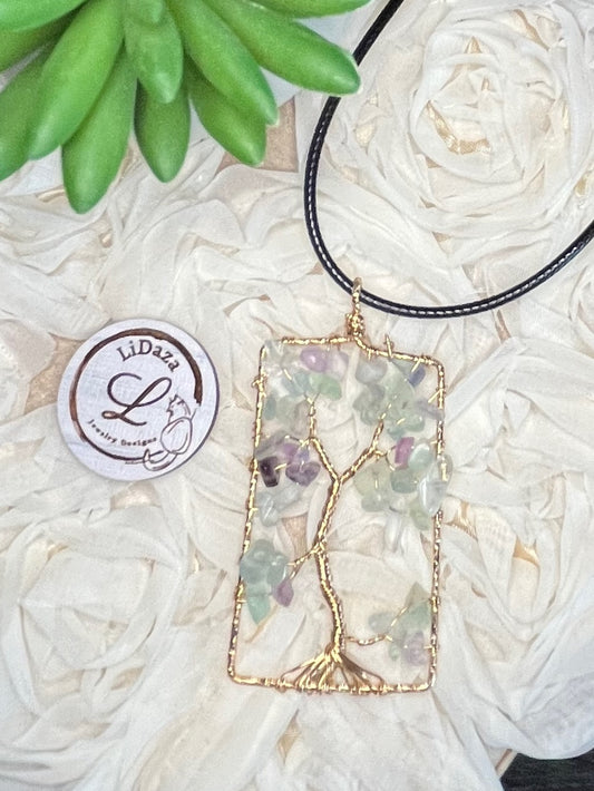 Tree of life fluorite necklace
