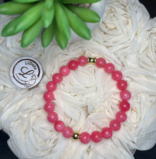 Pink/white persian chalcedony bracelet