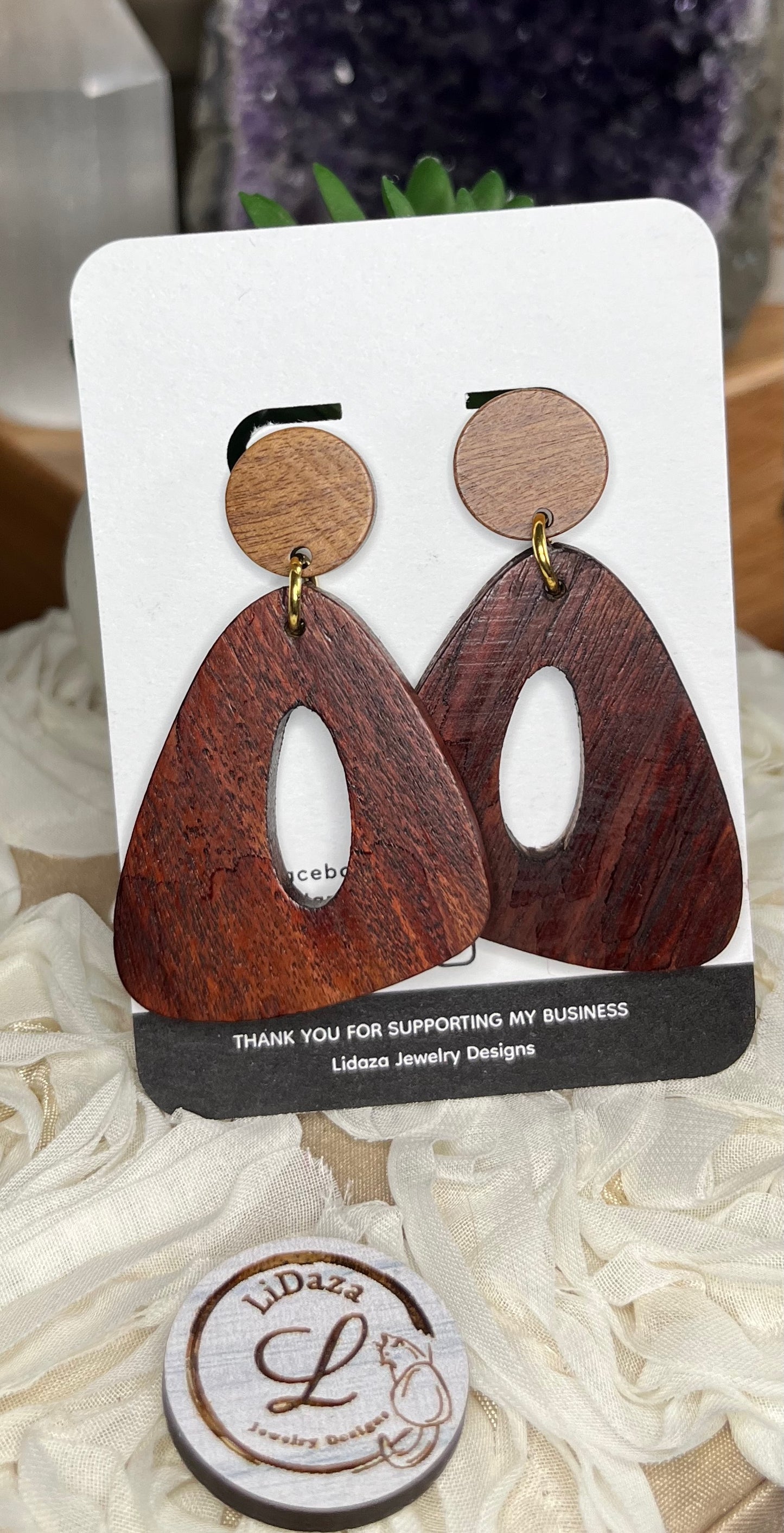 Wood triangle earrings