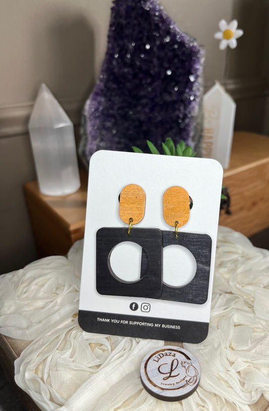 Wood  square earrings