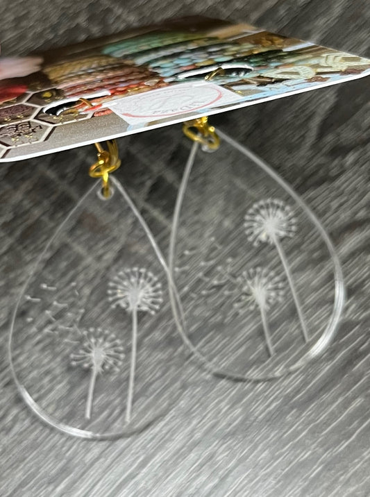 Acrylic dandelion earrings