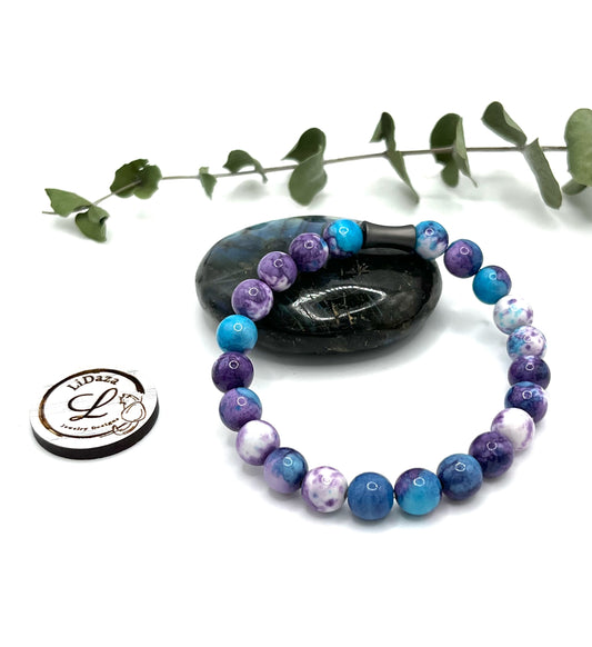 Purple blue rain flower jade bracelet