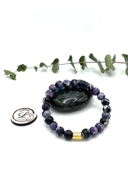 Purple fire agate bracelet