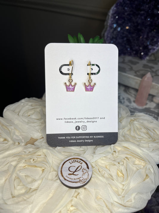 Crown earrings ( light purple)