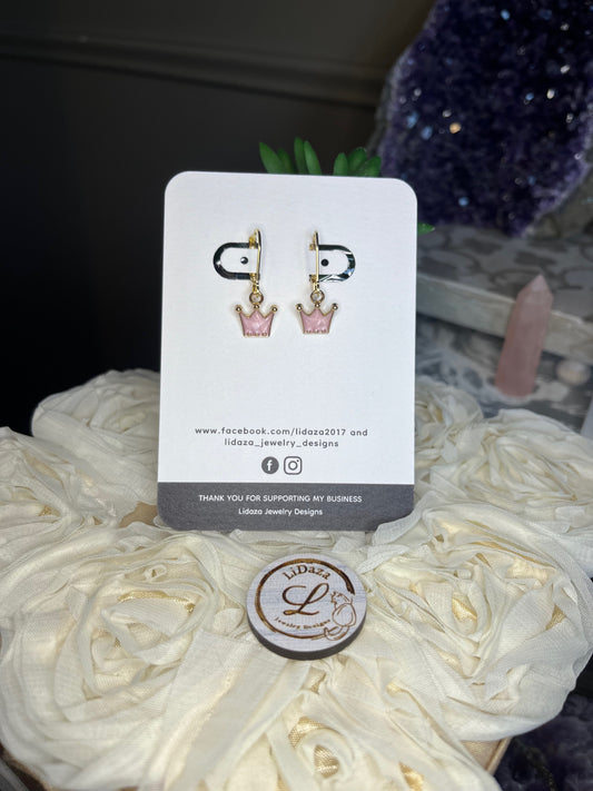 Crown earrings ( light pink)