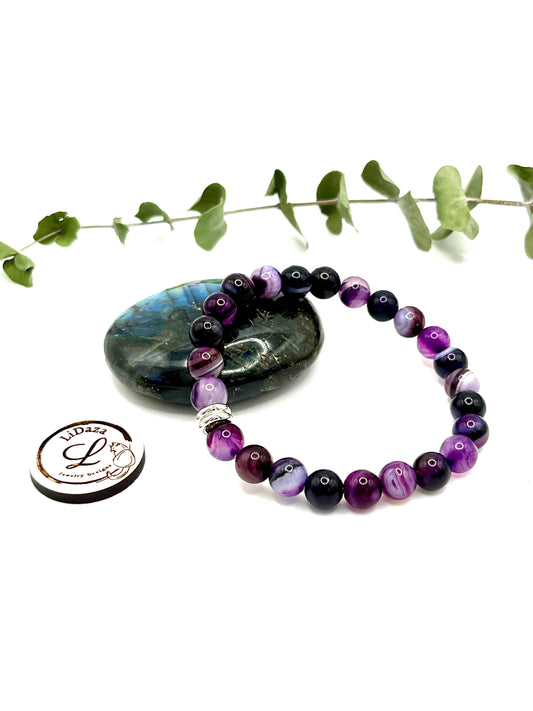 Purple striped agate bracelet