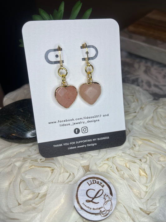 Peachy heart earrings