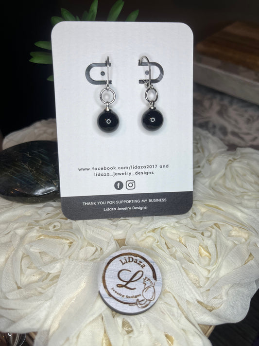Obsidian drop earrings